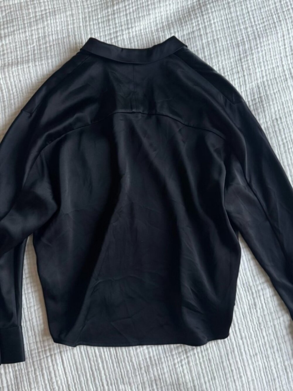 Babaton by Aritzia Black Satin Long Sleeve Blouse - Picture 3 of 6